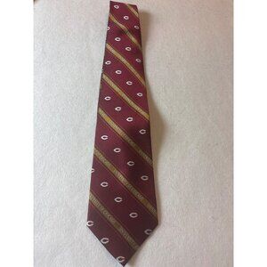 University Of Chicago Silk Tie Red & Gold Striped Pattern